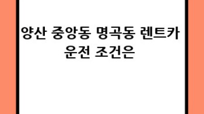 양산시 렌트카 이용 가이드: 중앙동, 명곡동🚗💨